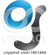 Poster, Art Print Of Blue And Black Glossy Letter G Icon With Soft Round Lines