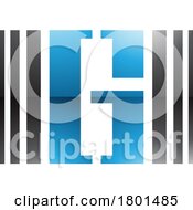 Poster, Art Print Of Blue And Black Glossy Letter G Icon With Vertical Stripes