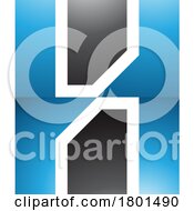 01/19/2024 - Blue And Black Glossy Letter H Icon With Vertical Rectangles