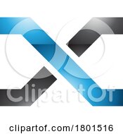 Poster, Art Print Of Blue And Black Glossy Letter X Icon With Crossing Lines