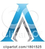 Poster, Art Print Of Blue And Black Glossy Pillar Shaped Letter A Icon