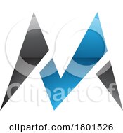 Poster, Art Print Of Blue And Black Glossy Pointy Tipped Letter M Icon
