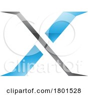 Poster, Art Print Of Blue And Black Glossy Pointy Tipped Letter X Icon