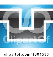 Blue And Black Glossy Rectangle Shaped Letter U Icon