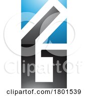 Poster, Art Print Of Blue And Black Glossy Rectangular Letter G Or Number 6 Icon