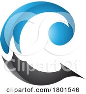Blue And Black Glossy Round Curly Letter C Icon