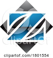 Blue And Black Glossy Square Diamond Shaped Letter Z Icon