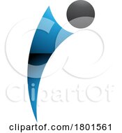Blue And Black Glossy Bowing Person Shaped Letter I Icon