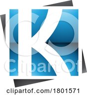 Blue And Black Glossy Square Letter K Icon