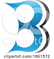 Poster, Art Print Of Blue And Black Curvy Glossy Letter B Icon Resembling Number 3