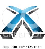 Poster, Art Print Of Blue And Black Glossy 3d Shaped Letter X Icon