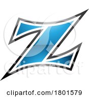 Poster, Art Print Of Blue And Black Glossy Arc Shaped Letter Z Icon