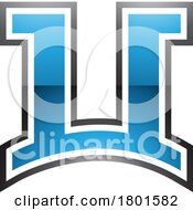 Poster, Art Print Of Blue And Black Glossy Arch Shaped Letter U Icon
