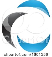 Poster, Art Print Of Black And Blue Glossy Crescent Shaped Letter C Icon