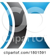 Black And Blue Glossy Lens Shaped Letter C Icon