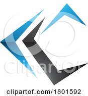 Black And Blue Glossy Letter C Icon With Pointy Tips