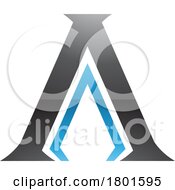 Black And Blue Glossy Pillar Shaped Letter A Icon