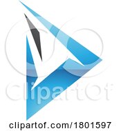 Black And Blue Glossy Spiky Triangular Letter D Icon