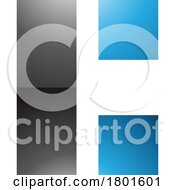 Poster, Art Print Of Black And Blue Rectangular Glossy Letter C Icon