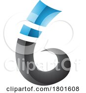 Blue And Black Curly Glossy Spike Shape Letter B Icon