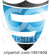 01/21/2024 - Blue And Black Glossy Shield Shaped Letter S Icon