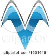 Blue And Black Glossy Wing Shaped Letter V Icon
