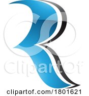 Poster, Art Print Of Blue And Black Glossy Wavy Shaped Letter R Icon