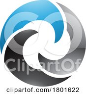 01/22/2024 - Blue And Black Glossy Wave Shaped Letter O Icon