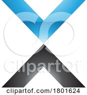 Poster, Art Print Of Blue And Black Glossy V Shaped Letter X Icon