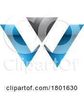 Blue And Black Glossy Triangle Shaped Letter W Icon