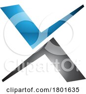01/22/2024 - Blue And Black Glossy Tick Shaped Letter X Icon