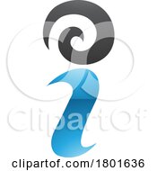 Poster, Art Print Of Blue And Black Glossy Swirly Letter I Icon