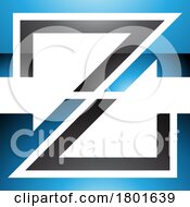 Blue And Black Glossy Striped Shaped Letter Z Icon