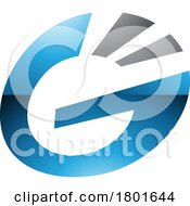 01/22/2024 - Blue And Black Glossy Striped Oval Letter G Icon