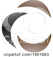 Black And Brown Glossy Crescent Shaped Letter C Icon