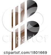Poster, Art Print Of Black And Brown Glossy Letter B Icon With Vertical Stripes