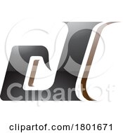 Black And Brown Glossy Lowercase Italic Letter D Icon