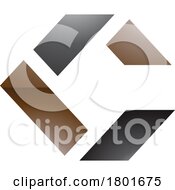 Black And Brown Glossy Square Letter C Icon Made Of Rectangles