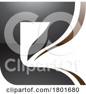 Black And Brown Wavy Layered Glossy Letter E Icon