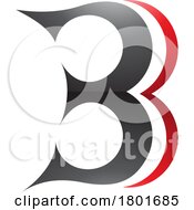 Poster, Art Print Of Black And Red Curvy Glossy Letter B Icon Resembling Number 3