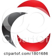 Black And Red Glossy Crescent Shaped Letter C Icon