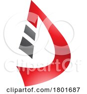 Poster, Art Print Of Black And Red Glossy Curved Strip Shaped Letter D Icon