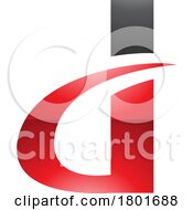 Black And Red Glossy Curvy Pointed Letter D Icon