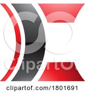 Black And Red Glossy Lens Shaped Letter C Icon
