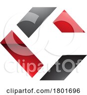 Black And Red Glossy Square Letter C Icon Made Of Rectangles