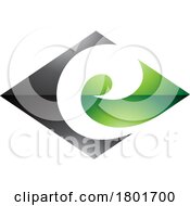 01/23/2024 - Black And Green Glossy Horizontal Diamond Shaped Letter E Icon