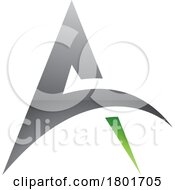 Black And Green Glossy Spiky Arch Shaped Letter A Icon