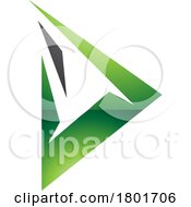 Black And Green Glossy Spiky Triangular Letter D Icon
