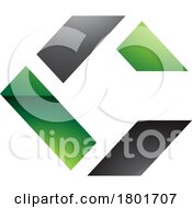 Black And Green Glossy Square Letter C Icon Made Of Rectangles