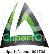 Black And Green Glossy Triangular Spiral Letter A Icon